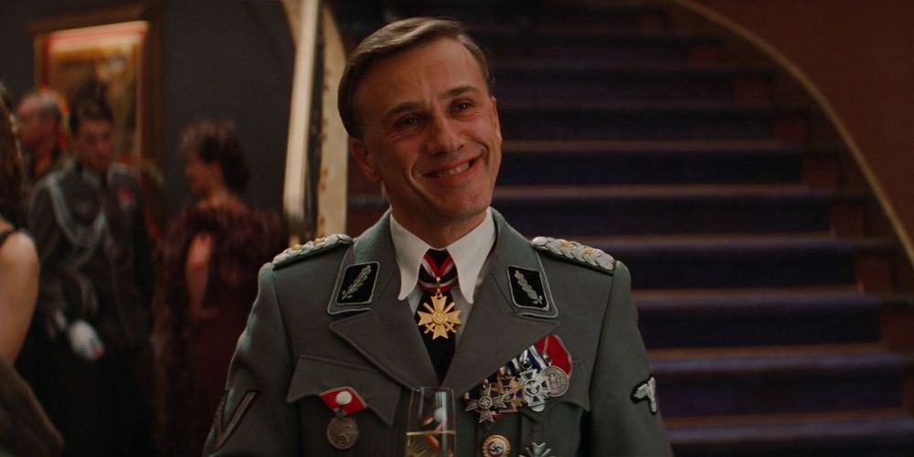 Hans Landa from Inglorious Basterds smiling terrifyingly.