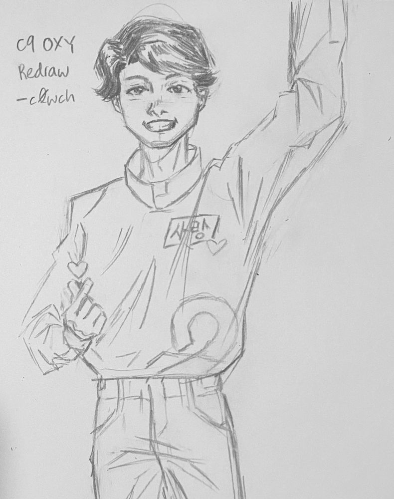 Oxy he’s doing the finger heart thingy! (Redraw from that one intro during stage 1 where they drew the players)