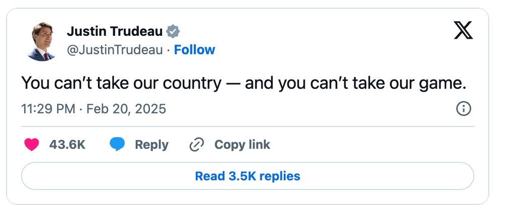 You can’t take our country — and you can’t take our game.