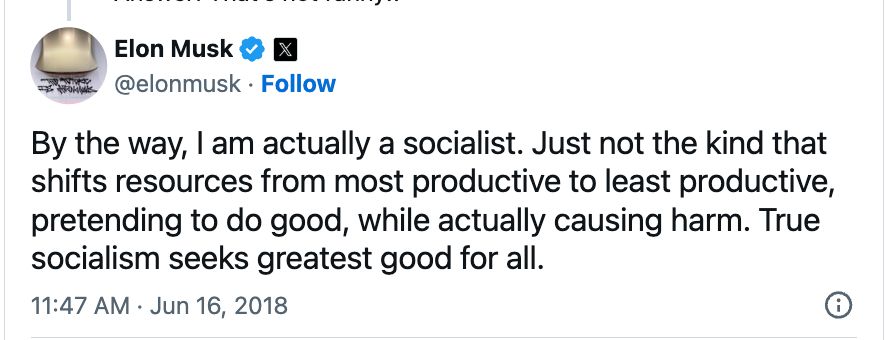 
By the way, I am actually a socialist. Just not the kind that shifts resources from most productive to least productive, pretending to do good, while actually causing harm. True socialism seeks greatest good for all.