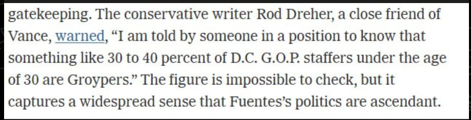 Dreher warning that 30-40% of GOP staffers are Groypers
