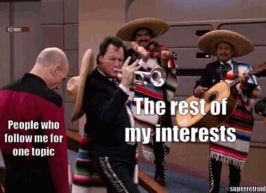 people who follow me for one topic

vs 

the rest of my interests