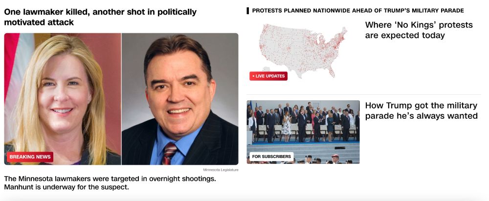 lawmaker attack next to no kings/military parade headlines
