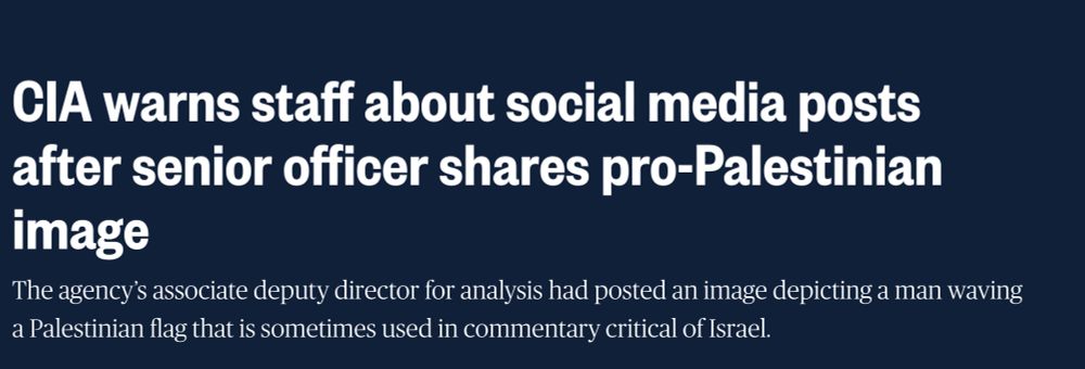 CIA warns staff about social media posts after senior officer shares pro-Palestinian image