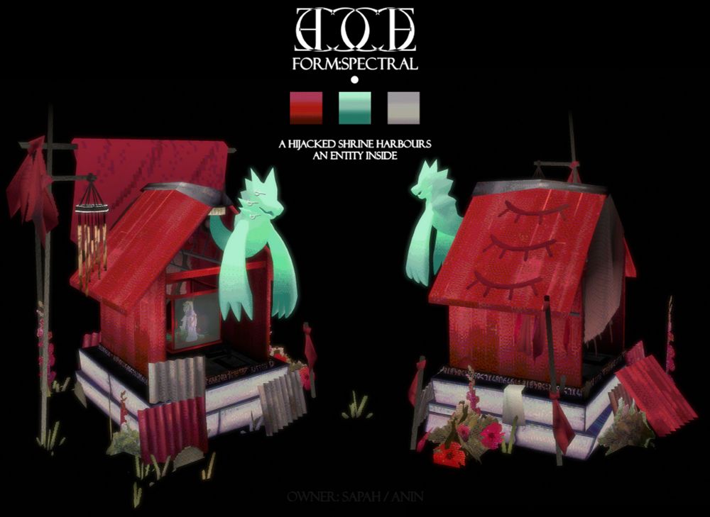 Its a red-colored shrine with a ghost entity coming out of it