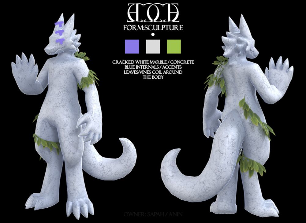 A living sculpture, it has vines coiling through the body