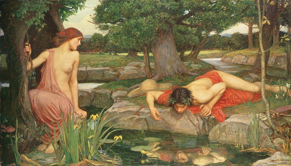 The myth of Narcissus is a cautionary Classical story of solipsism and self-obsession.