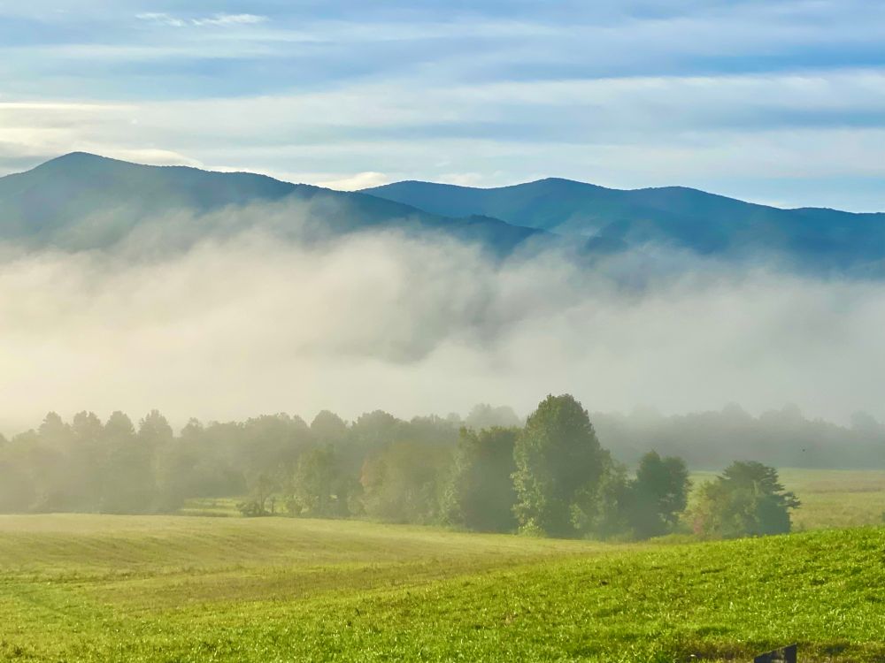 Fog in front of mountains