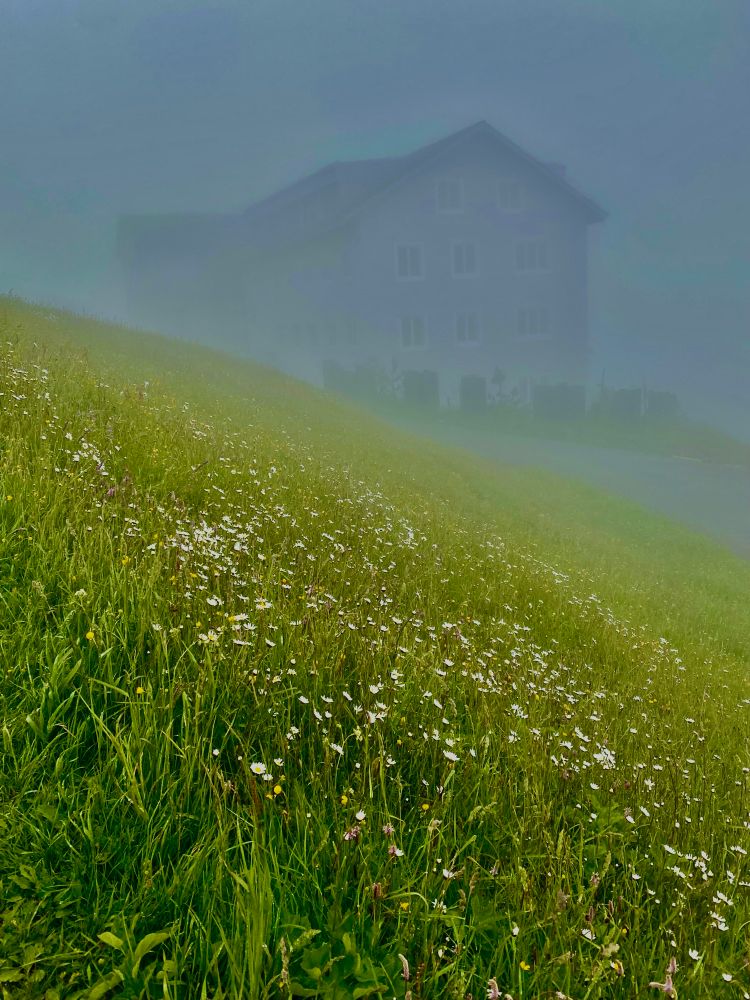 Foggy mountain top in Switzerland