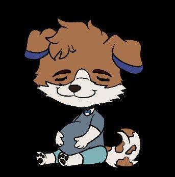 Colored version of my character, happily holding his swollen belly.