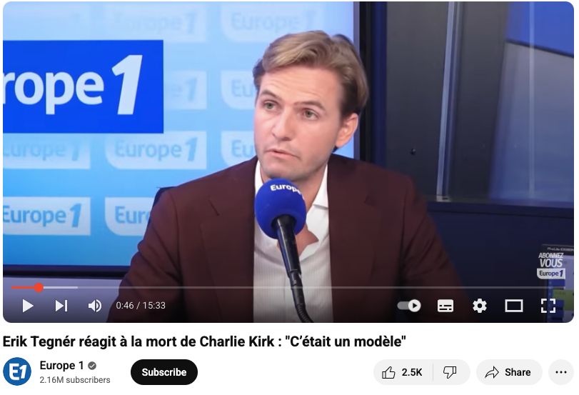 Capture d'écran de Tegnér sur Europe 1 