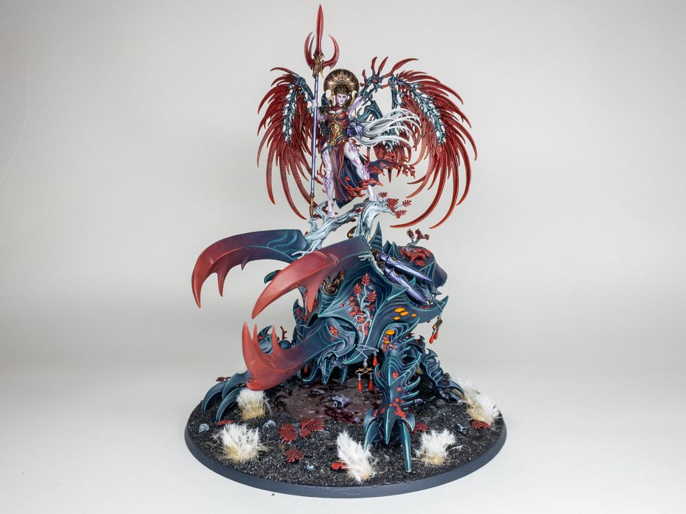 Alarielle, painted in bold red and indigo colours 