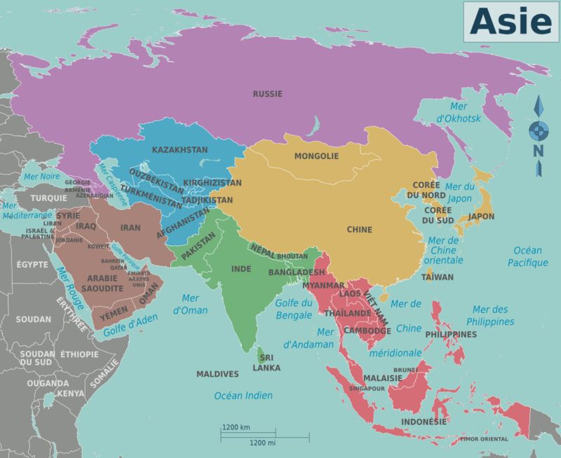 Image d'illustration : carte de l'Asie.