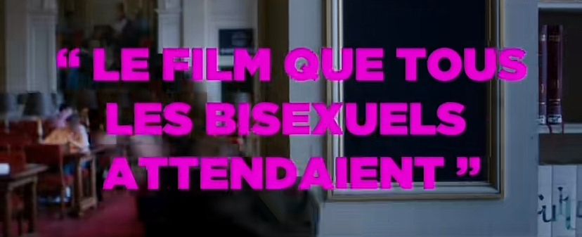 Capture d’écran du programme Le monde magique de Jérôme Commandeur, genre bande-annonce d’un film avec une critique qui apparaît à l’écran : « Le film que tous les bisexuels attendaient. »