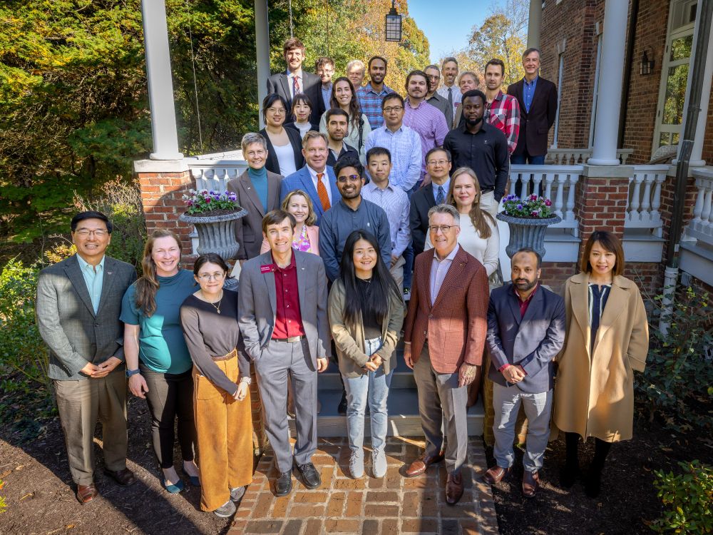 Fall 2024 Presidential Postdoctoral Fellows and faculty mentors reception with President Sands, Office of Research & Innovation Leadership, and program sponsors. 