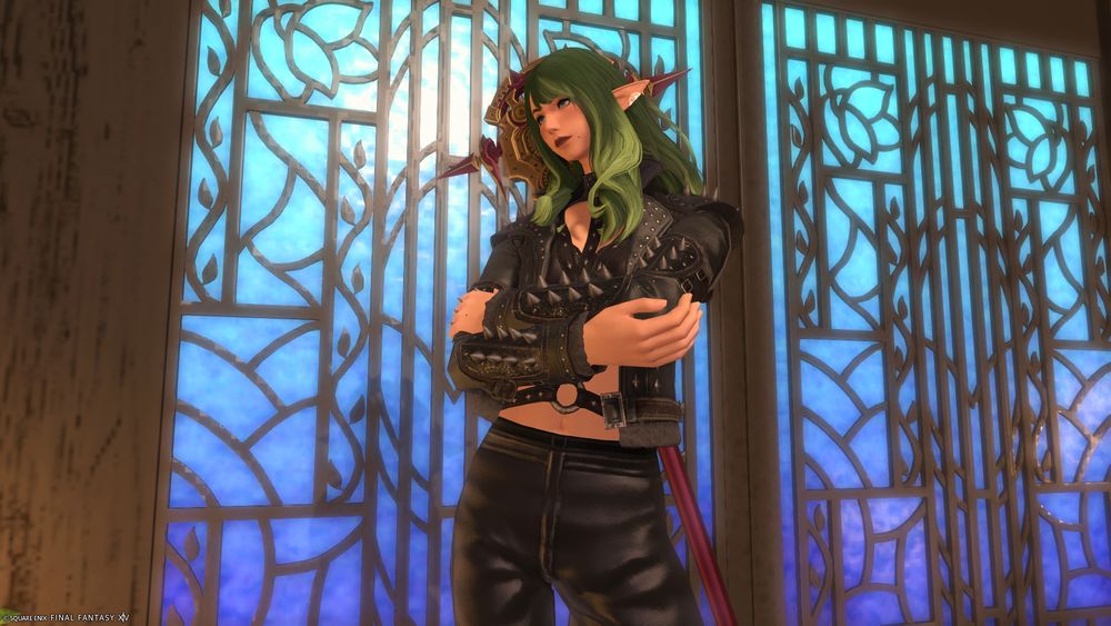 Melissa (pure white mage healer) in her new goth leather spiky outfit... 