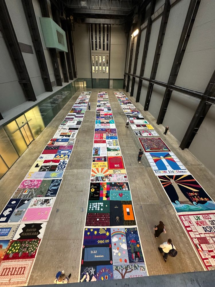 Panels of the UK AIDS Quilt laid out in the Tate Modern Turbine Hall. I’d write more but it’s a bit overwhelming. 