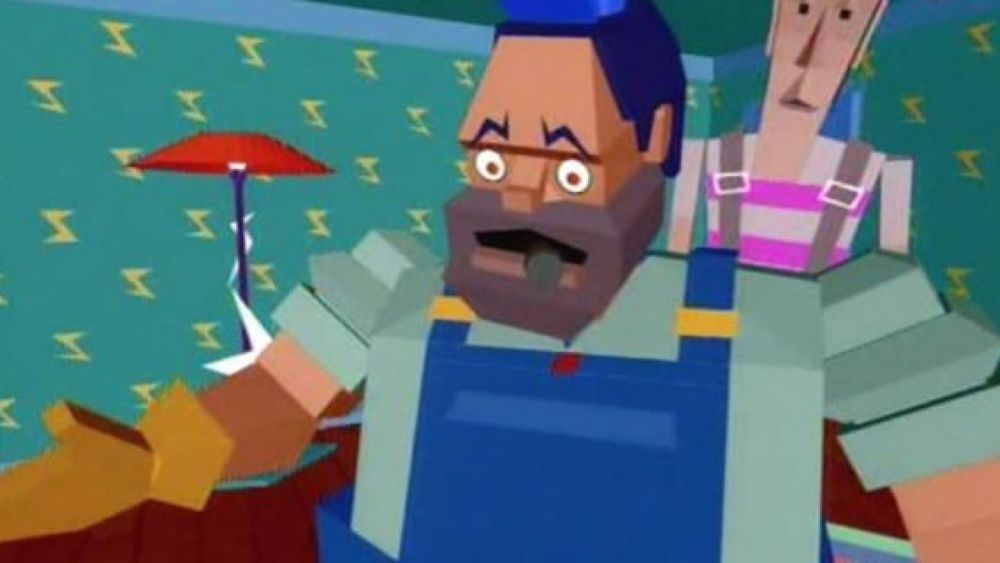 A picture of the extremely early 3d animated guys from Dire Straits - Money for Nothing music video