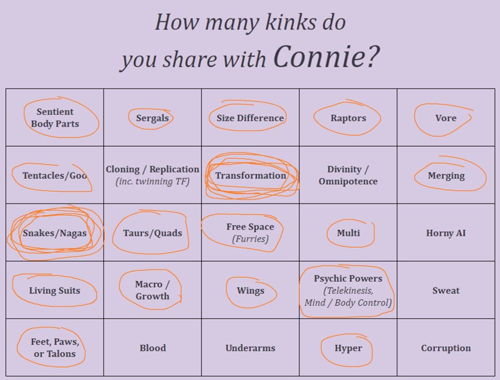 Filled out kink bingo card