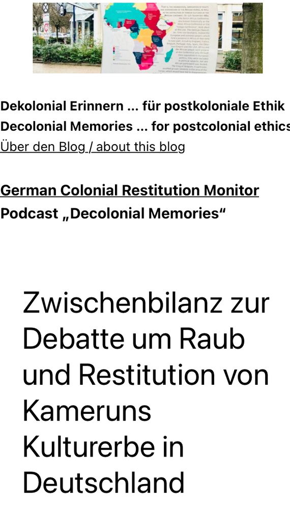 Ansicht des Blogbeitrags zu Prof. Gouaffos Manuskript auf „https://dekolonial-erinnern.de“