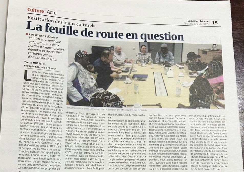 Bericht in Cameroon Tribune vom 26.06.2025 über Gespräche in München. 