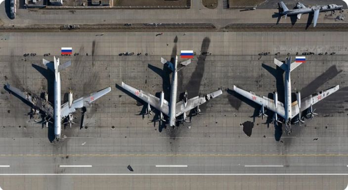 AI-generated picture of wreckage of four Tu-95 bombers. 