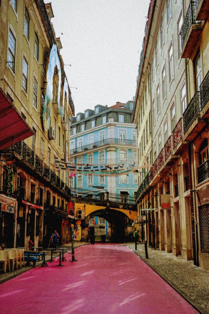 A very colourful street in Barrio Latino, Lisboa.