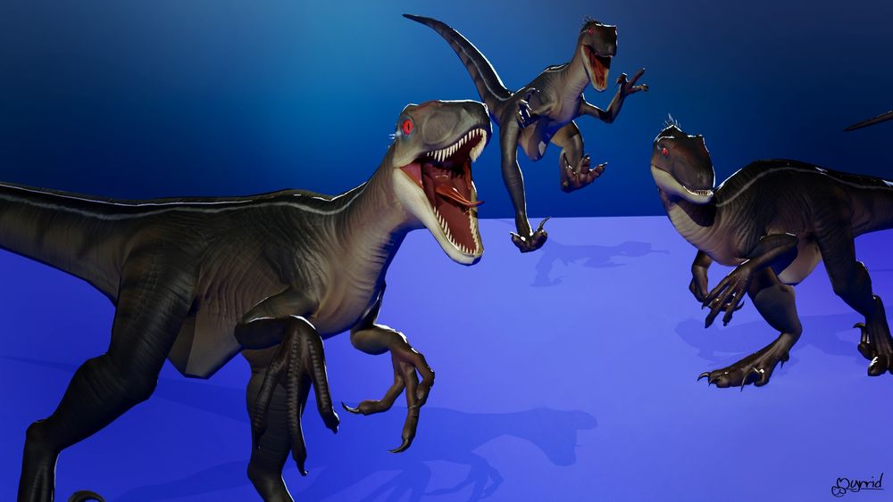 3D Rendering of some velociraptors I was hired to make for a Jurassic Park styled game.