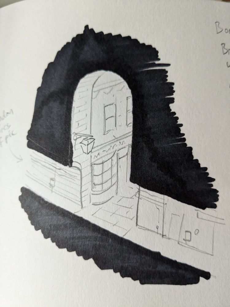 A sketch of an underground street with adjoining tunnels