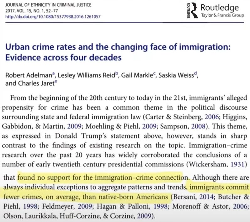 1% of immigrants commit crime.