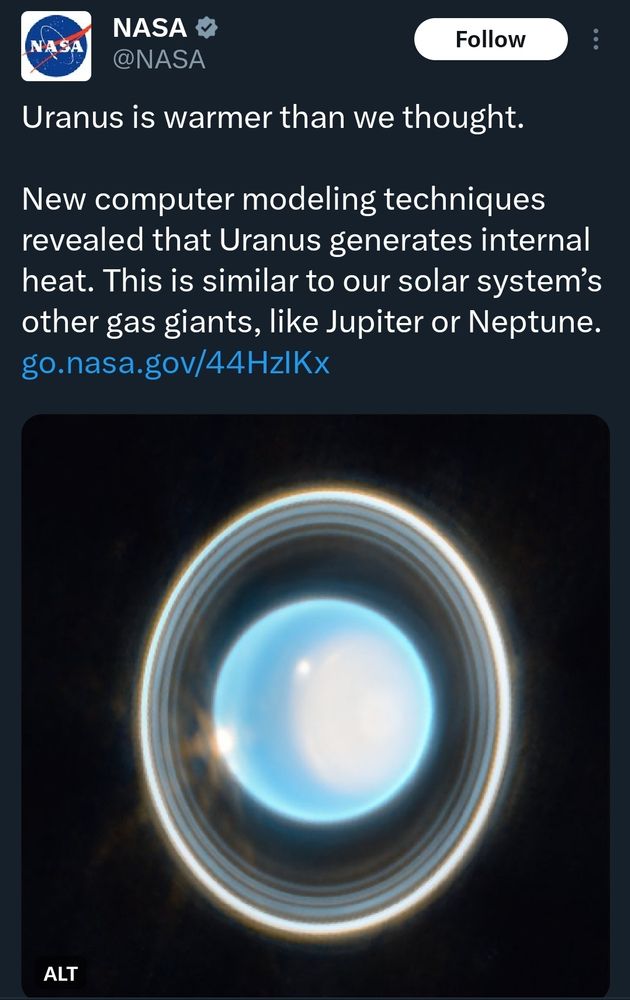 It's a warm gas coming out of Uranus