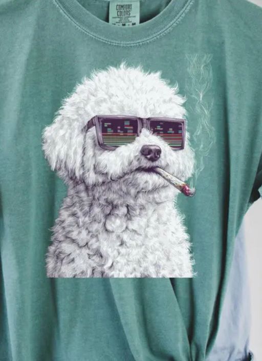 Our Garage Dog Spike on a t shirt!
