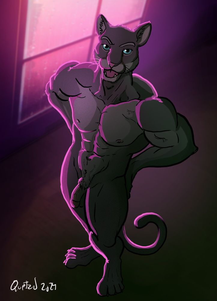 Es un furro puma gaucho en perspectiva picado, tiene una hermosa pinga con luz ahí todo rosa