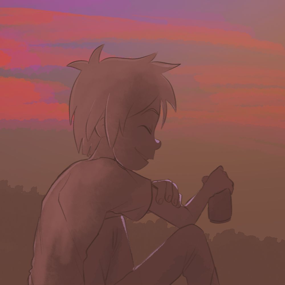 Seth laughing and drinking some root beer in front of a vibrant sky.

"Bros - Wolf Mother" for lyrics