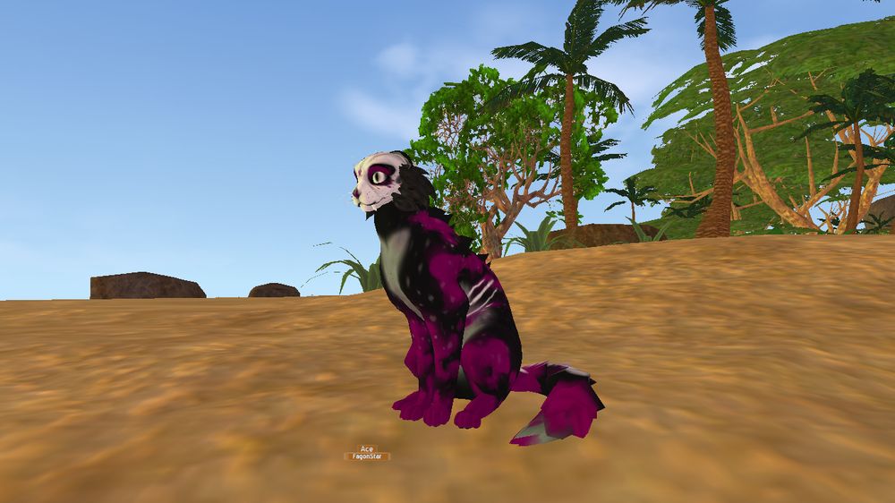 The same character now sitting and pictured at a 3/4 angle.
