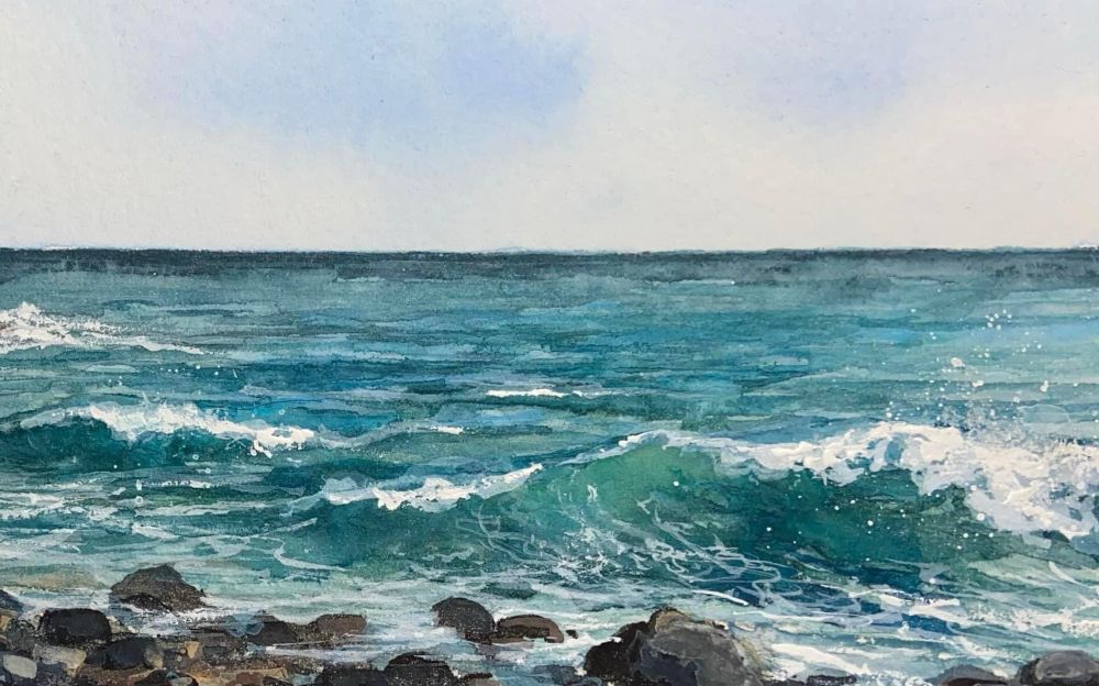 All close ups of blue waves from my landscape paintings 