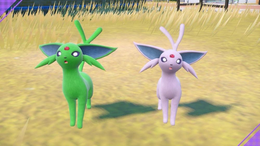Shiny Espeon and non-shiny Espeon