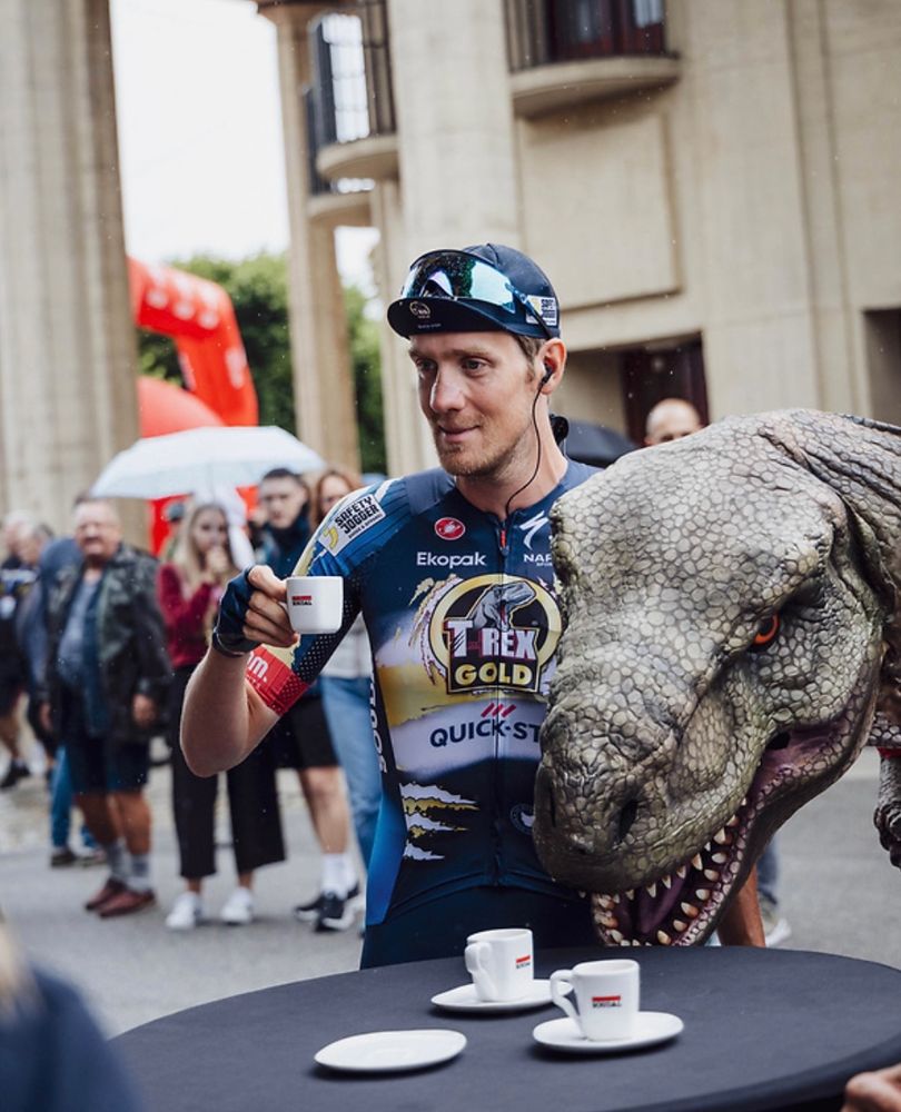 Having coffee with the T-Rex in Poland.