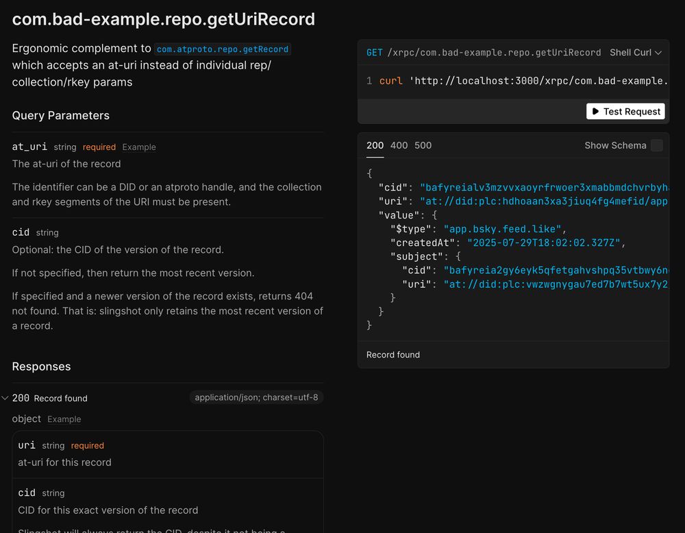 com.bad-example.repo.getUriRecord

Ergonomic complement to com.atproto.repo.getRecord which accepts an at-uri instead of individual repo/collection/rkey params