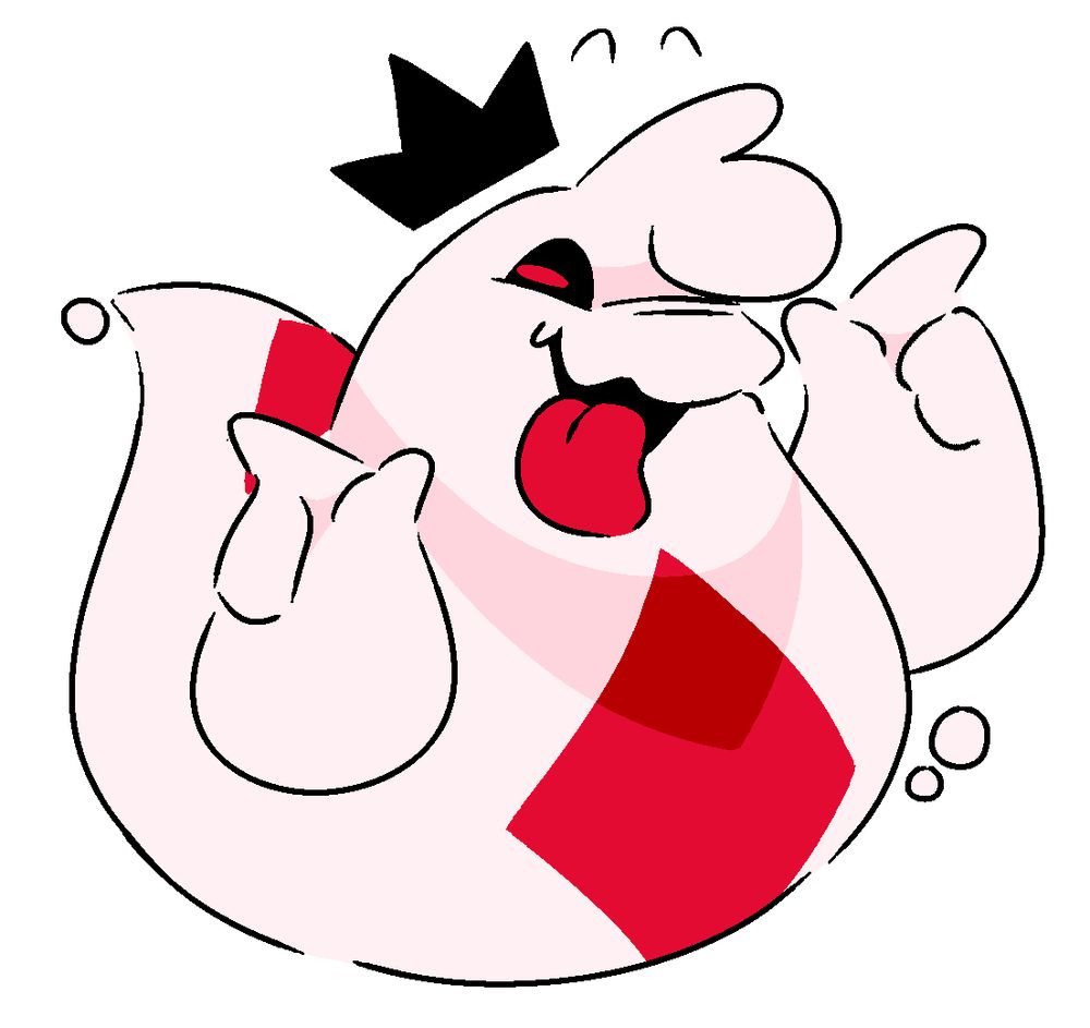 A drawing of Orangesundae’s character Ghosty in my artstyle