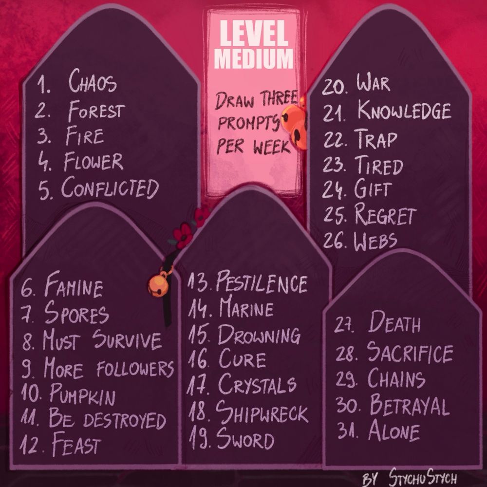 Level medium
Draw theee prompts per week