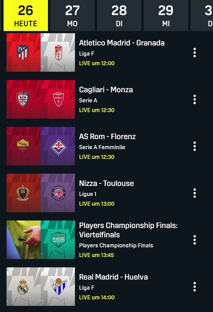 Dazn-kalender 26.11.23 Live 13:00 Nizza-Toulouse