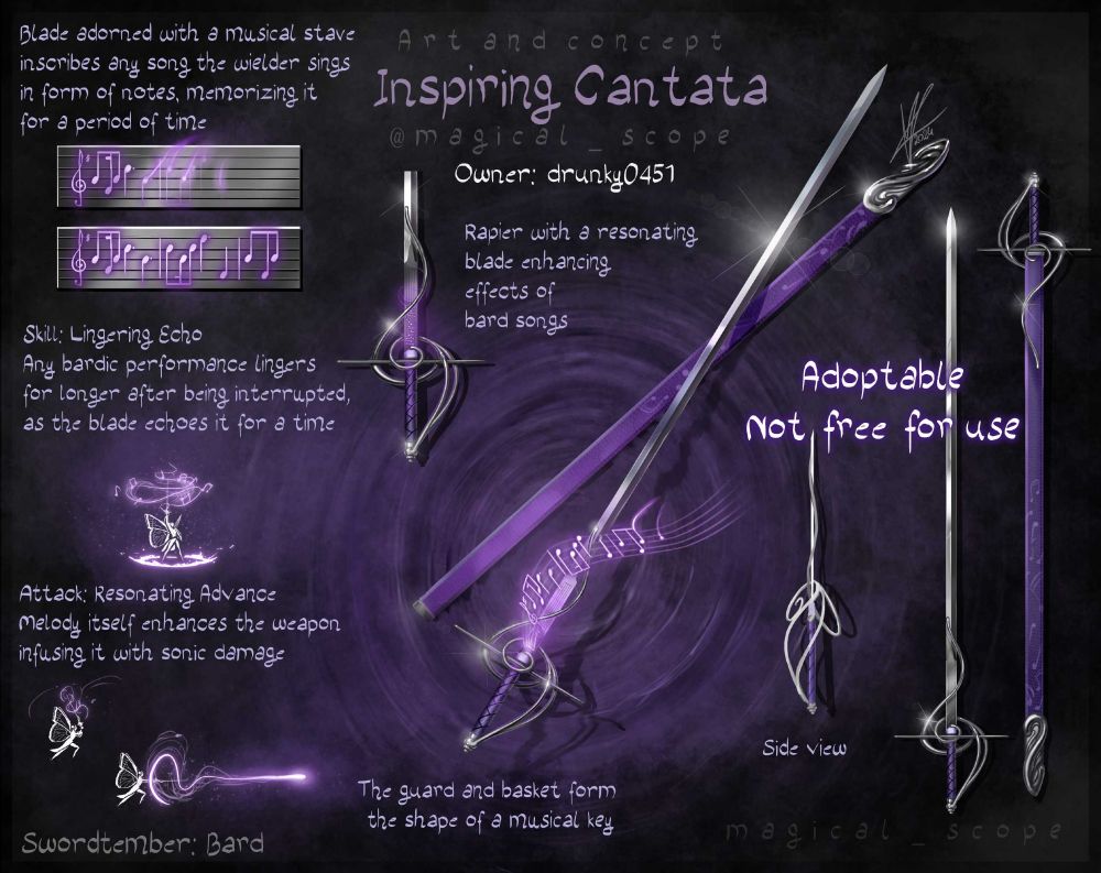 Inspiring Cantata: a sword 'remembering' melodies to extend bardic song effects.
