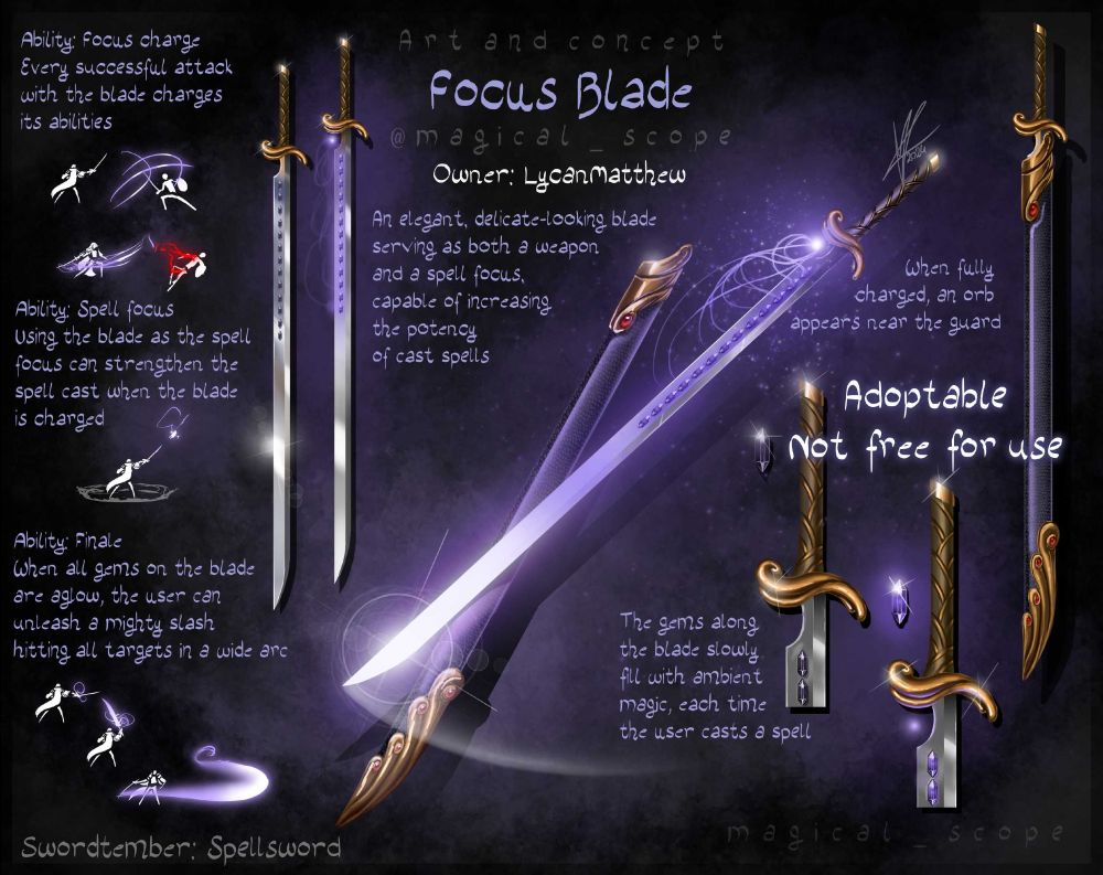 Focus blade: a sword powered by attacks, unleashing a supercharged blow.