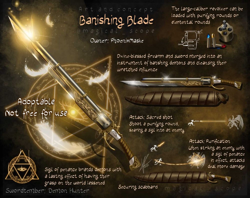 Banishing blade: a gunblade with holy aspect capable of banishing demons.