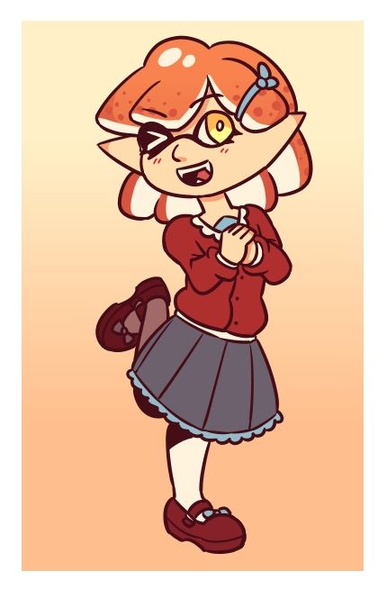 unit 03, also known as melanie, from the visual novel spare parts, drawn as an inkling from splatoon.