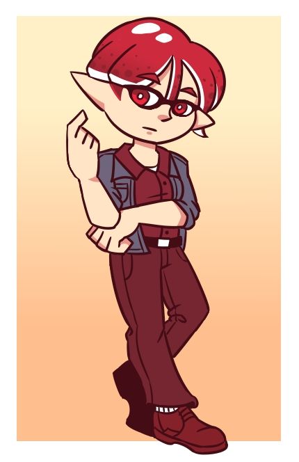 unit 01 from the visual novel, spare parts, drawn as an inkling from splatoon.
