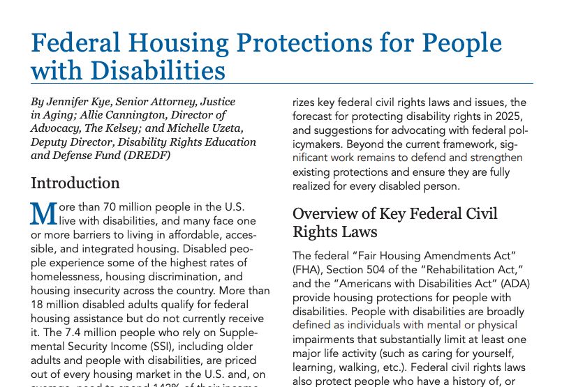 Screenshot of Federal Housing Protections for People with Disabilities article