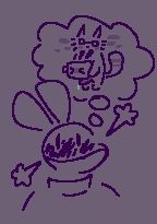 The robot, flustered at the thought of the ferret making her a body that is just a cube with a face and ears, and then rubbing against her with her penis.