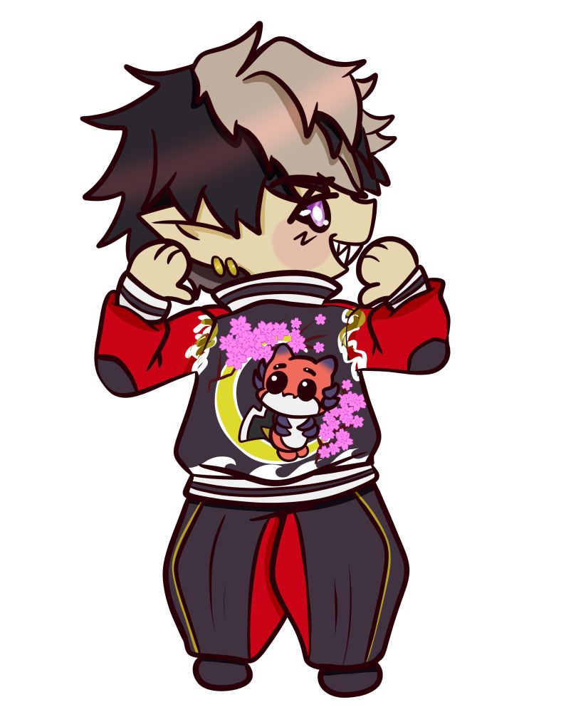 Chibi Crimzon Ruze showing off his silk jacket 
